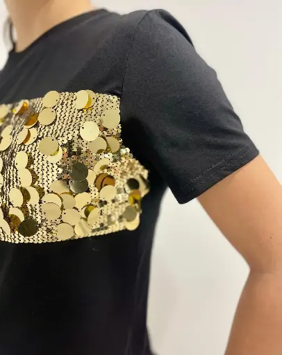 Kratka majica Sparkly - črna